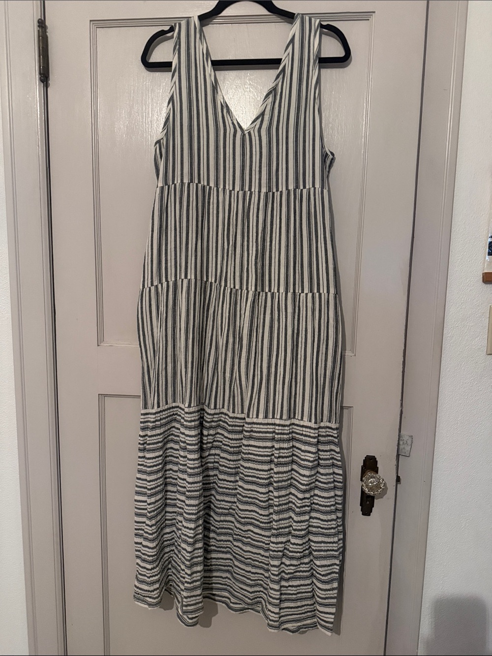 Marine Layer Sleeveless Striped Maxi Dress in Black and White